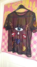 Only doorzichtige top shirt met pailletten, Maat 38/40 (M), Zwart, Ophalen of Verzenden, Korte mouw