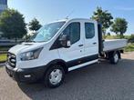 Ford Transit Dubbelcabine Openlaadbak Airco Cruisecontrol Tr, Auto's, Euro 6, 4 cilinders, 7 stoelen, Wit