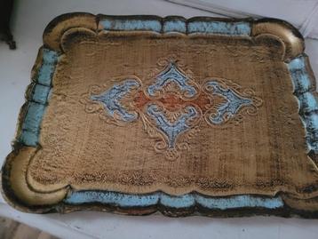 Vintage houten Florentijns dienblad beschikbaar voor biedingen