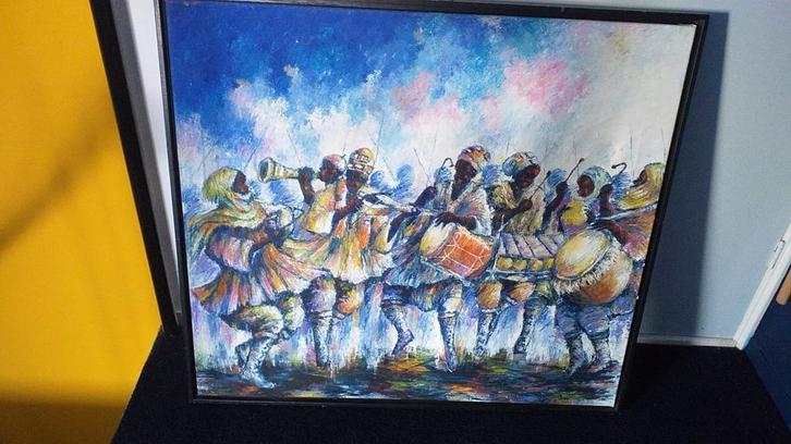 Afrikaans Olieverf Schilderij, Antiek en Kunst, Kunst | Schilderijen | Klassiek, Ophalen