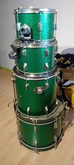 Vintage 1969 Rogers 4pc Drumset Green Sparkle with Cymbals, Ophalen, Gebruikt, Overige merken