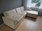 Leren hoekbank - 255cm - Wit - Met vlekken, Ophalen, 250 tot 300 cm, Gebruikt, Hoekbank