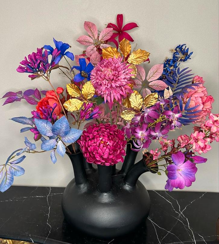 Toetervaas met Kunstboeket, Huis en Inrichting, Woonaccessoires | Kunstplanten en Kunstbloemen, Nieuw, Binnen, Ophalen of Verzenden