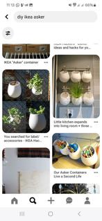 Ikea asker rails, haakjes, bloempotten, Tuin en Terras, Bloempotten, Binnen, Rond, Gebruikt, Aardewerk
