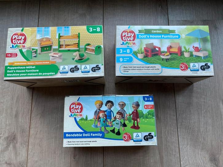 Houten Poppenhuis Sets - Nieuw!, Kinderen en Baby's, Speelgoed | Poppen, Nieuw, Overige typen, Ophalen