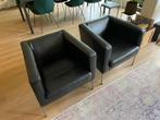 Zwart leren KLAPPSTA fauteuils (2 stuks), Huis en Inrichting, Fauteuils, Ophalen, Zo goed als nieuw, Minder dan 75 cm, 50 tot 75 cm