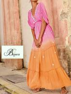 BIANCA lange jurk roze/oranje tie dye Ibizastyle mt TU