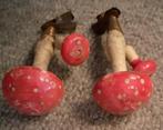 Antieke watten kerstversiering paddenstoelen op clip., Diversen, Gebruikt, Ophalen of Verzenden