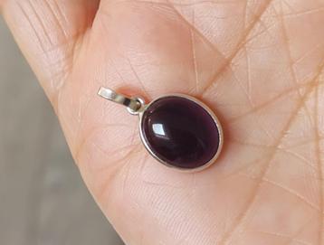 zilveren hanger met natuurlijke Amethist steen zilver 925 beschikbaar voor biedingen