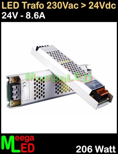 LED Trafo Voeding Adapter Driver - 230V > 24V - 8.6A = 200W, Huis en Inrichting, Lampen | Overige, Nieuw, Ophalen of Verzenden