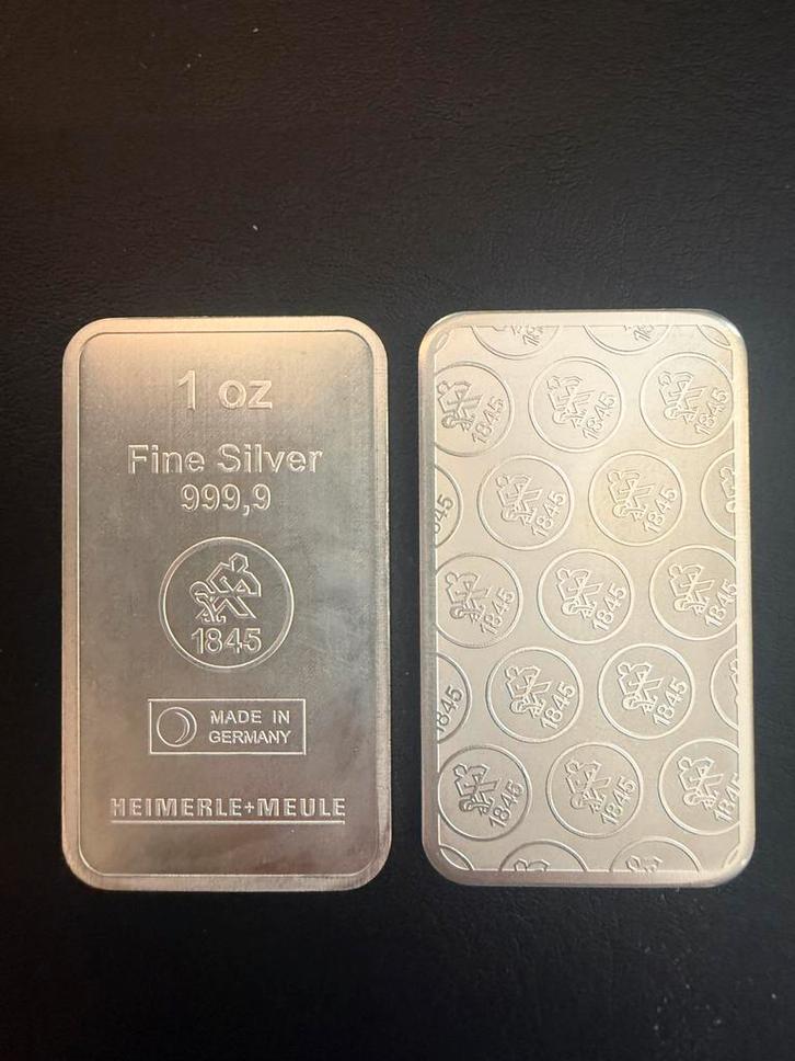 Zilverbaar 1 oz - Heimerle + Meule, Postzegels en Munten, Edelmetalen en Baren, Zilver, Ophalen of Verzenden