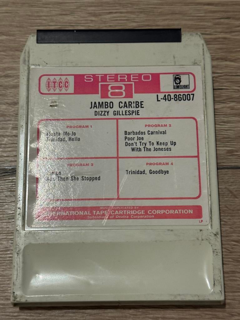 Learjet 8-track DIZZY GILLLESPIE  - JAMBO CARIBE JAZZ!!!, Ophalen of Verzenden