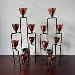Vintage Deense Design Kandelaren, Roodkoper, Zwart Kaarsen, Huis en Inrichting, Woonaccessoires | Kandelaars en Kaarsen, Gebruikt