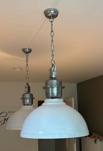 Hanglampen Clinton wit (staal). 2 st. Industriële look