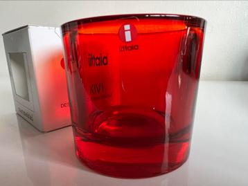 Iittala Kivi Glas Kandelaar Cranberry  Red 80 mm Nieuwstaat beschikbaar voor biedingen