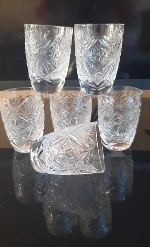 Zes Prachtige kristallen glazen uit Tsjechoslowakije., Antiek en Kunst, Antiek | Glas en Kristal, Ophalen of Verzenden