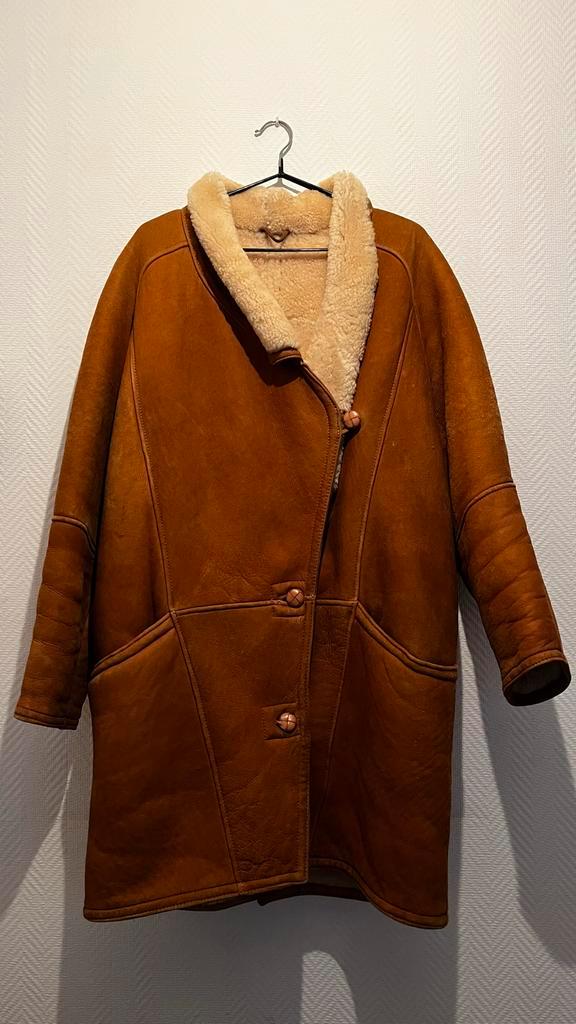 Vintage Bruine Leren Jas met Wollen Voering, Kleding | Dames, Jassen | Zomer, Gedragen, Maat 38/40 (M), Bruin, Ophalen of Verzenden