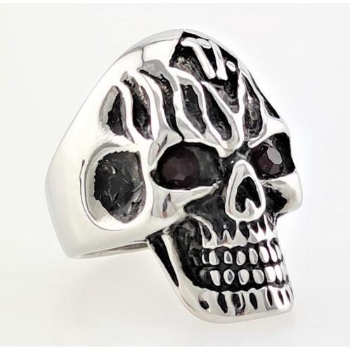Grote Roestvrij Stalen Biker Schedelring - RVS Ring - Heren, Sieraden, Tassen en Uiterlijk, Ringen, Nieuw, Heer, 17 tot 18, Zilver