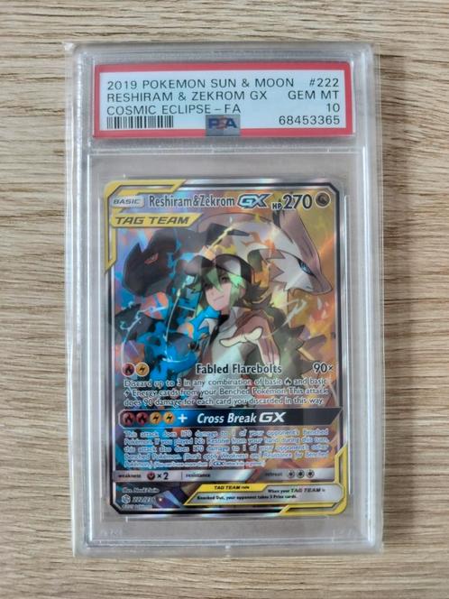 Reshiram & Zekrom GX #222, Hobby en Vrije tijd, Verzamelkaartspellen | Pokémon, Zo goed als nieuw, Losse kaart, Ophalen of Verzenden