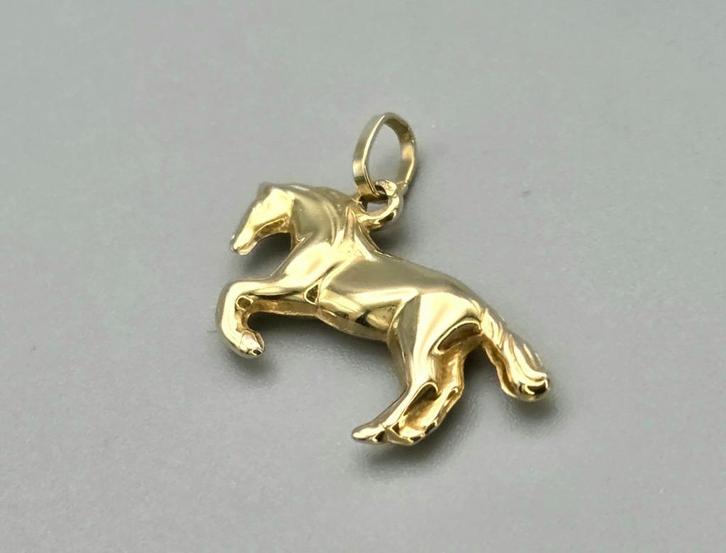 Vintage gouden paard hanger. 2025/636, Sieraden, Tassen en Uiterlijk, Kettinghangers, Zo goed als nieuw, Goud, Goud, Dier, Ophalen of Verzenden