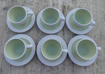 Johnson Brothers Soft Leaf 6 Koppen + Schotels beschikbaar voor biedingen