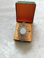 Mooie Opengewerkte Zilveren Ring met ronde Opaal, Sieraden, Tassen en Uiterlijk, Antieke sieraden, Verzenden, Zilver, Ring, Met edelsteen