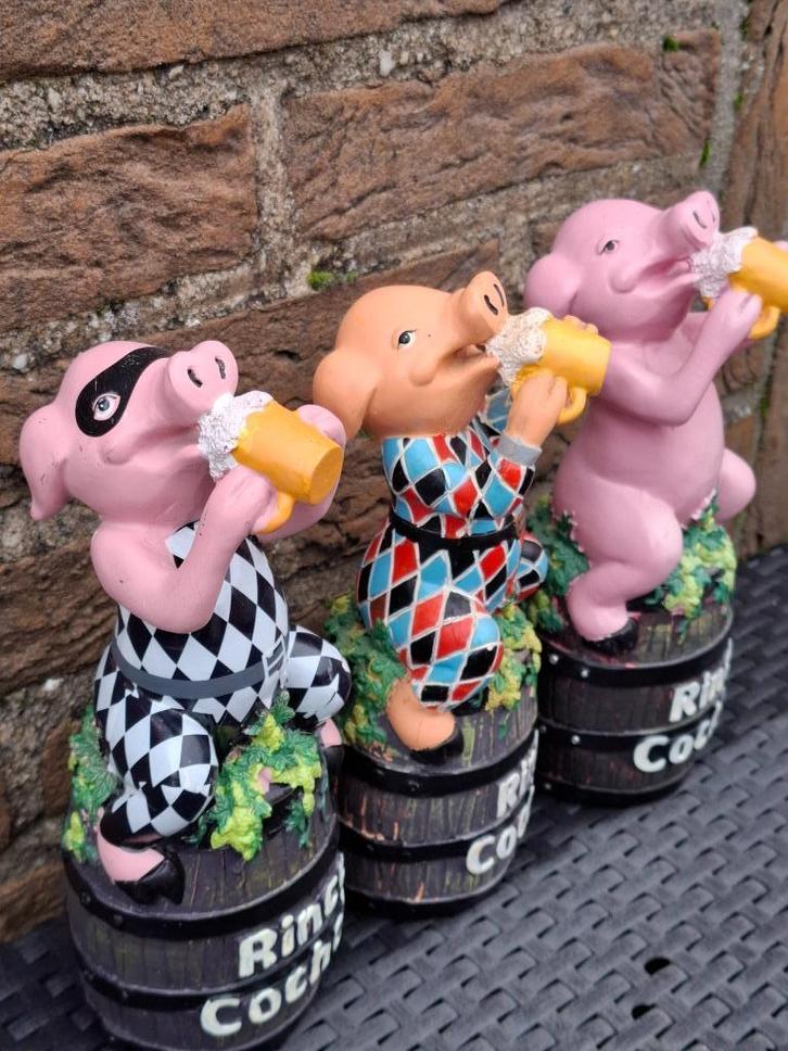 Set van 3 Rince Cochon beelden (Zeldzaam), Verzamelen, Biermerken, Nieuw, Overige typen, Overige merken, Ophalen of Verzenden