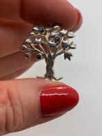 S282 Prachtige zilveren broche levensboom blauwe saffier, Sieraden, Tassen en Uiterlijk, Broches, Minder dan 4 cm, Ophalen of Verzenden