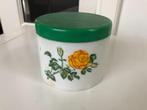 B026 Retro kunststof doosje pot met bloem motief, Huis en Inrichting, Ophalen of Verzenden, Gebruikt