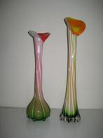 Opaline vaas rose/groen Aronskelk, Ophalen of Verzenden, Minder dan 50 cm, Groen, Glas