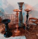 Decoratie set: kandelaars + mand rose goud brons zwart grijs, 25 tot 50 cm, Zo goed als nieuw, Metaal, Kandelaar