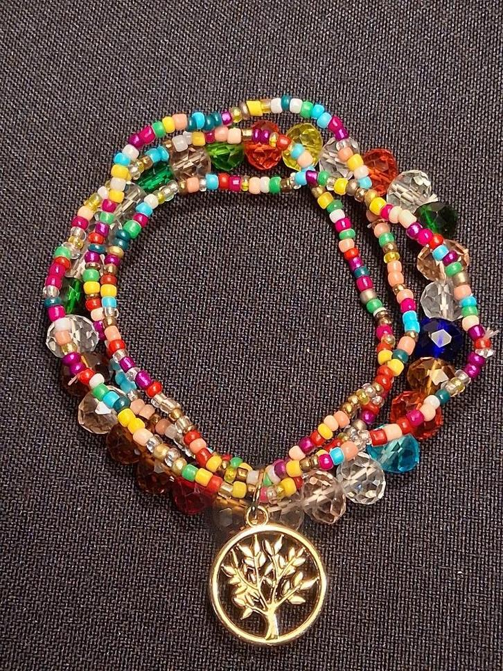 set armbandjes multi color kraaltjes life tree open, Sieraden, Tassen en Uiterlijk, Armbanden, Nieuw, Overige materialen, Met bedels of kralen