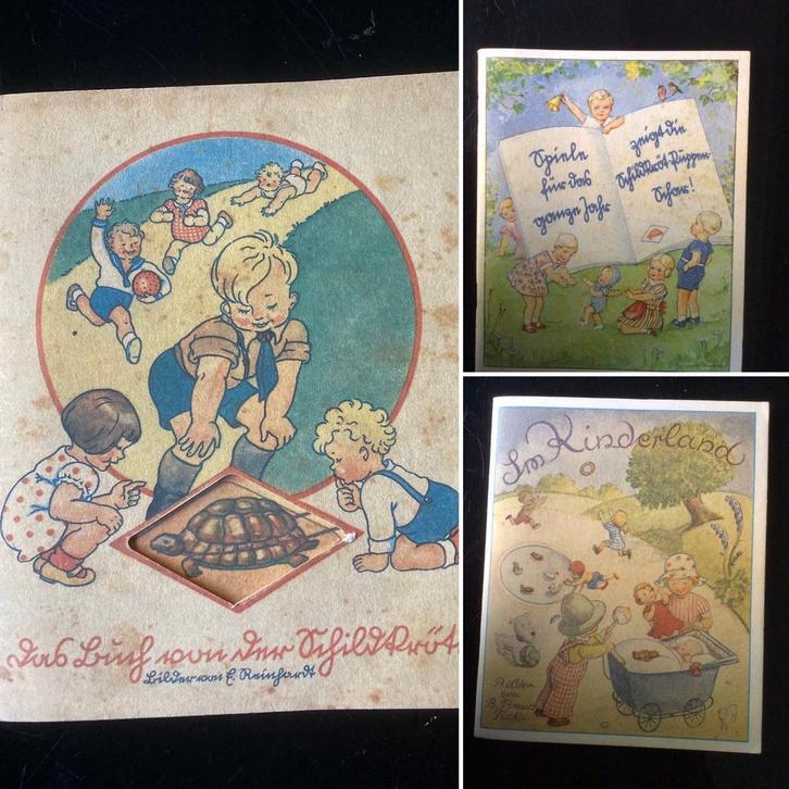 🌿Pop,” 3 ORIGINELE SCHILDPAD VOORLEES BOEKJES”🌿ZELDZAAM!, Antiek en Kunst, Antiek | Speelgoed, Verzenden