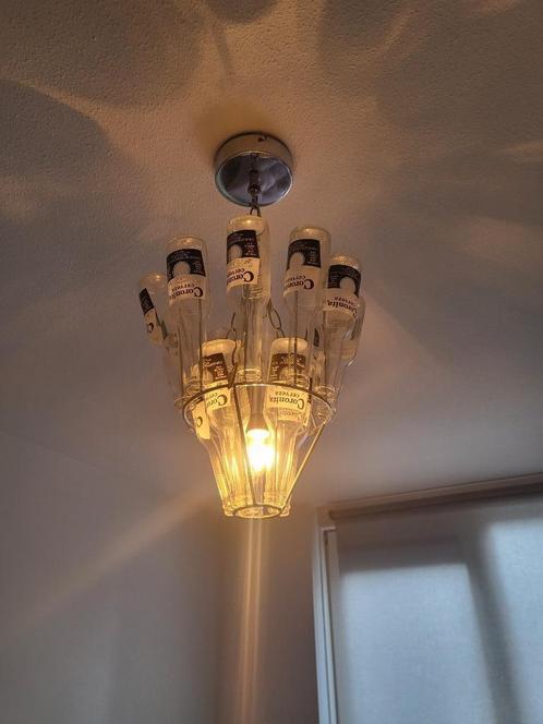 Hanglamp flesjes, Huis en Inrichting, Lampen | Hanglampen, Gebruikt, 50 tot 75 cm, Glas, Metaal, Ophalen of Verzenden