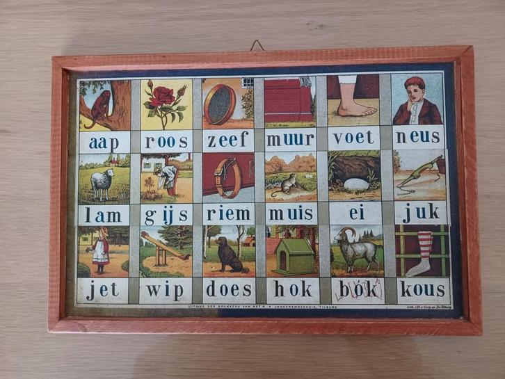 Vintage schoolplaat Aap-roos-zeef, Antiek en Kunst, Antiek | Schoolplaten, Overige thema's, Ophalen of Verzenden