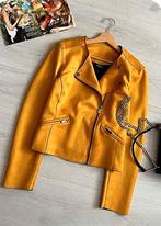 Suède Look Damesjas - Biker/Bomber Model - Maat S, Geel, Ophalen of Verzenden, Jean Pascale, Maat 36 (S)