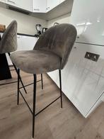 Bartafel met 4 grijze krukken - Wegens verhuizing!, Ophalen, Gebruikt, Met voetsteun, 60 tot 90 cm