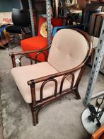 Vintage donkerbruine bamboe fauteuil, Ophalen, Gebruikt, Bamboe1.nl, Bamboe