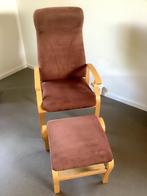 Ergonomische stoel met voetenbankje, scandinavisch design., Huis en Inrichting, Fauteuils, Ophalen, Hout, 75 tot 100 cm, Zo goed als nieuw