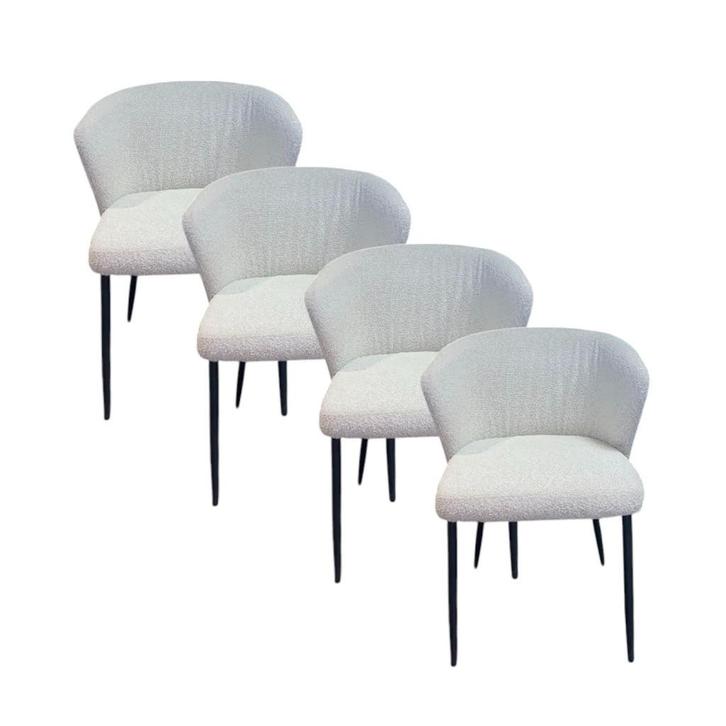 Eetkamerstoel Santos set van 4, Huis en Inrichting, Stoelen, Zo goed als nieuw, Vier, Stof, Wit, Ophalen