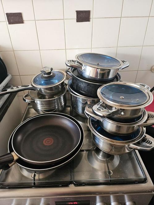 Pannenset en Koekenpan sommige zijn van Eisenbach, Huis en Inrichting, Keuken | Potten en Pannen, Gebruikt, Pannenset, Rvs, Ophalen