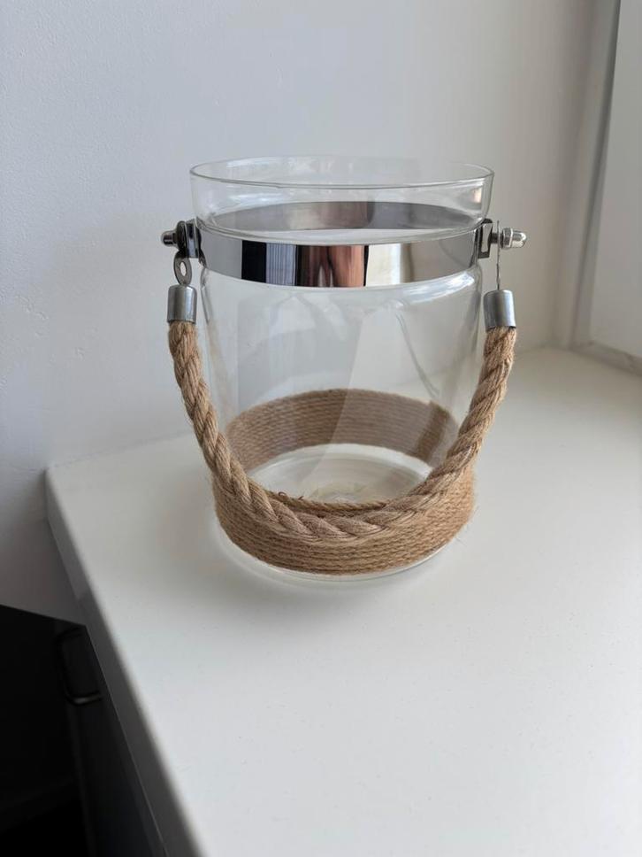 Windglas in Riviera Maison stijl, Huis en Inrichting, Woonaccessoires | Kandelaars en Kaarsen, Zo goed als nieuw, Kandelaar, Minder dan 25 cm