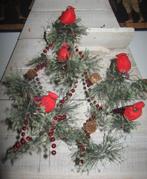 Vintage kerstslinger met kardinaalvogels, Ophalen of Verzenden, Gebruikt