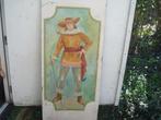 Olieverf - oud houten paneel handgeschilderd - kasteel decor, Antiek en Kunst, Curiosa en Brocante, Ophalen