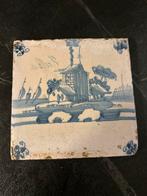 Oude Delft Blauwe Tegel met Landschap, Antiek en Kunst, Antiek | Wandborden en Tegels, Ophalen of Verzenden