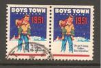 USA cinderella (boys town 1951) zegelpaartje, Postzegels en Munten, Verzenden, Gestempeld, Overige thema's