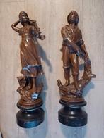 Oude Antieke Beelden Vissersechtpaar, Antiek en Kunst, Ophalen of Verzenden