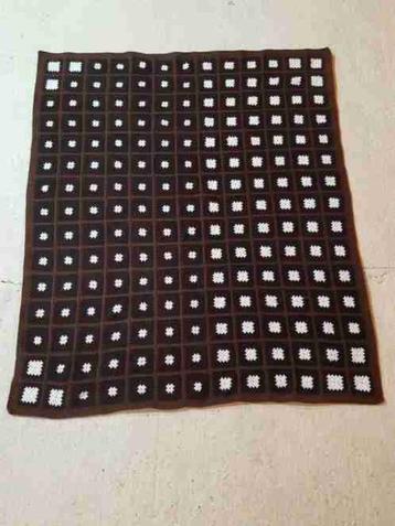 Granny woondeken bruin wit gehaakt patchwork 160/140 beschikbaar voor biedingen