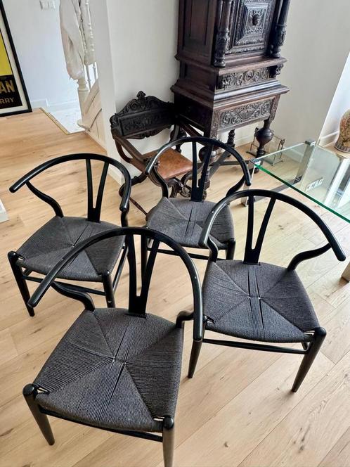 Vier mooie eetkamer stoelen wishbone, Huis en Inrichting, Stoelen, Zo goed als nieuw, Vier, Zwart, Ophalen of Verzenden