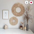 Wanddecoratie raffia afro/boho stijl. Doorsnee 50cm en 32cm., Huis en Inrichting, Ophalen of Verzenden, Nieuw